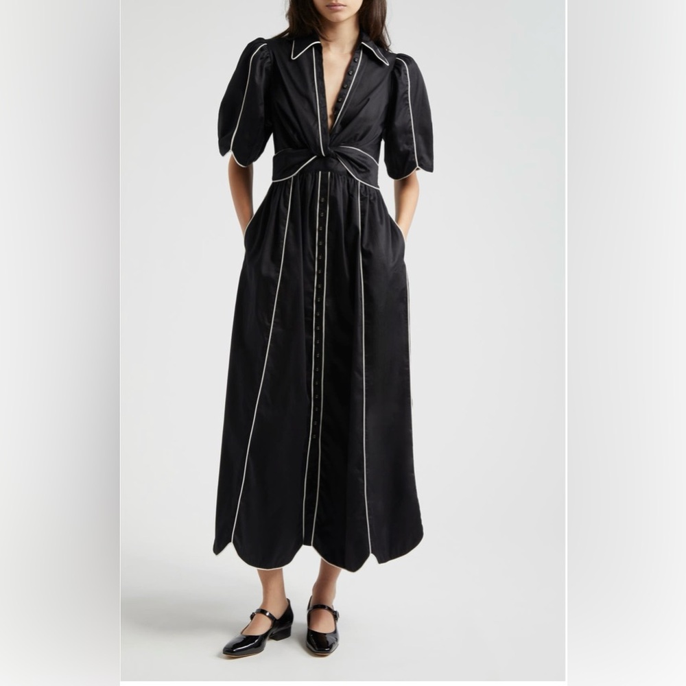 NWT Farm Rio Black and White Tie Front Shirt Dress